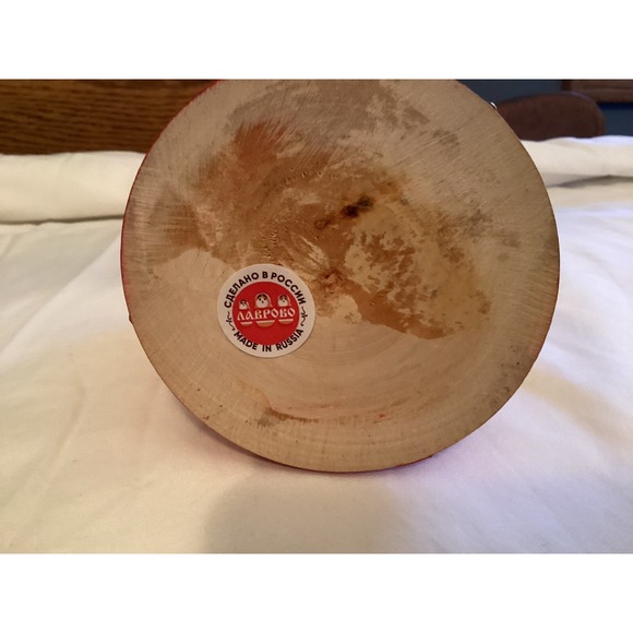 Russian Nesting Doll Wooden  5 Piece‎ Complete Preowned Red Floral Handpainted - Picture 7 of 10